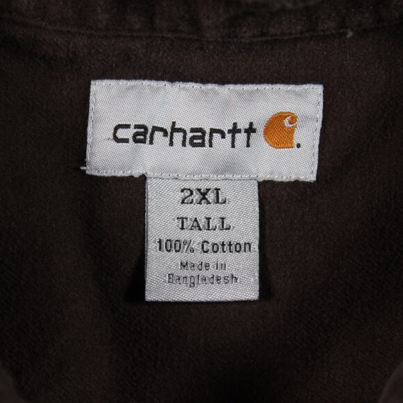 Carhartt Shirt Mens 2XLT Dark Brown Button Front Work Tall Canvas - Picture 5 of 7